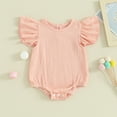 thumbnail image 2 of Bagilaanoe Newborn Baby Girl Boy Summer Rompers Fly Sleeve Bodysuits 3M 6M 12M 18M Infant Casual One Piece Short Jumpsuit, 2 of 8