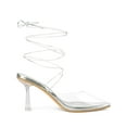 thumbnail image 3 of BLISSFUL STEP Women's Pumps Stiletto Heels Lace up Clear Heel Pumps Silver 7, 3 of 7