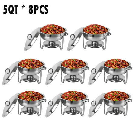 Zimtown 8Pcs 5 Quart Full Size Stainless Steel Chafing Dish with Water Pan and Chafing Fuel Holder,Complete Chafer