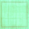 thumbnail image 1 of Ahgly Company Indoor Square Solid Turquoise Blue Modern Area Rugs, 5' Square, 1 of 4