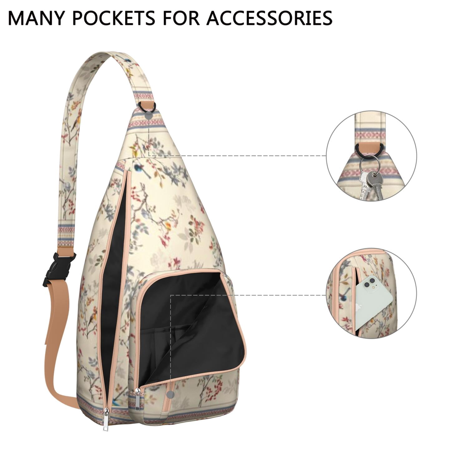 Durable Breathable Sling Bag with Daisy Pattern for Tactical Use