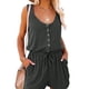 thumbnail image 2 of Mameluco sin mangas de verano para mujer, mono informal con cuello redondo y botones en la cintura, camiseta sin mangas con bolsillo, 2 of 6