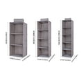 thumbnail image 2 of TEVEQ Hanging Closet Organizer, Easy Mount Collapsible 3-Shelf Camper Closet Wardrobe Hanging Storage Shelves, Folded Clothes Towels Handbag Shoes Accessories Storage, Linen Cloth, Gray, 2 of 8