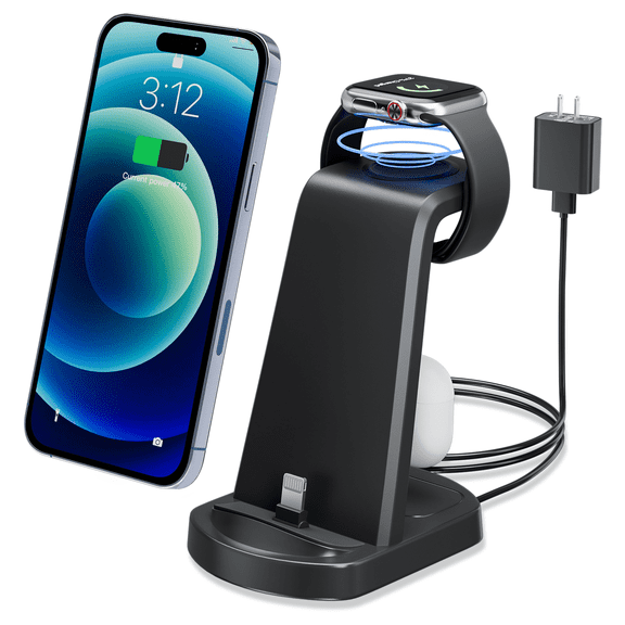 2024 New 3 in 1 Wireless Charger, 18W Fast Wireless Charging Station for iPhone 15 14 13 12 11 Pro Max/X Charging Station for Multiple Devices for Apple Watch Ultra SE 8 7 6 5 4 3 2 for AirPods