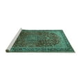 thumbnail image 2 of Ahgly Company Machine Washable Indoor Round Medallion Turquoise Blue Traditional Area Rugs, 4' Round, 2 of 4