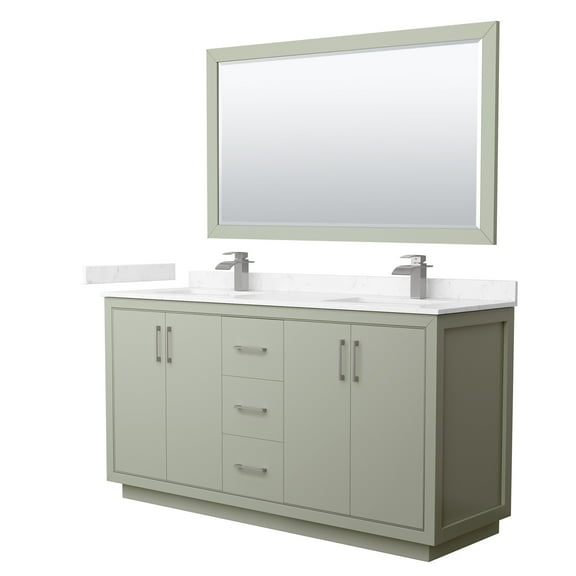 Wyndham Collection WCF111166DLGC2UNSM58 Icon 66" Free Standing Double Basin Vanity Set -