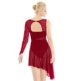 thumbnail image 2 of Lejafay Women Lyrical Dance Costume Single Sleeve Ballet Dance Leotard Burgundy XL, 2 of 7