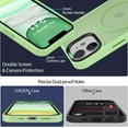 thumbnail image 6 of Strong Magnetic for iPhone 11 Case Compatible with Magsafe, [13FT Drop Resistant] Translucent Matte Skin Feeling Back, Aluminum Alloy Keys Shockproof Phone Case iPhone 11, Light Green, 6 of 14