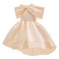 thumbnail image 2 of NAISIBABY Girls Princess Dress, Silky Satin Off the Shoulder Elegant Bowknot Birthday Party Pageant Formal Dress Yellow 9T, 2 of 8