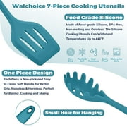 Walchoice 7-Piece Silicone Cooking Utensils Set, Blue Kitchen Utensils, Non-stick Gadgets Tools Include Slotted Turner, Soup Ladle, Pasta Server
