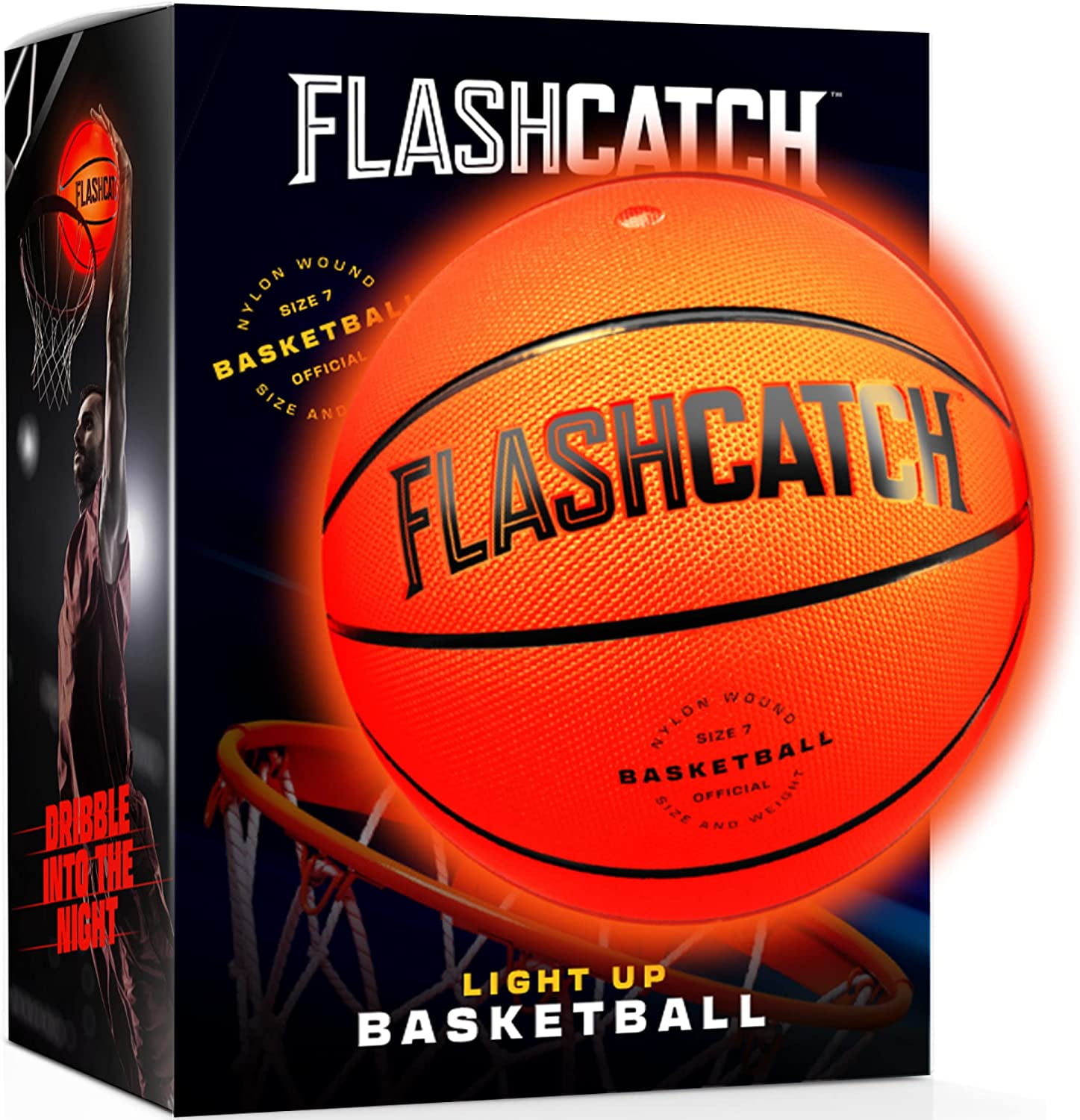 FlashCatch Light Up Basketball - Glow in the Dark Basketball - NO 7 - Sports Gifts For Boys & Girls 8-12+ Year Old - Kids & Teens Gift Ideas - Cool Boy Toys Glowing Ball Night Activity