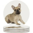 thumbnail image 2 of 4 pcs SKYSONIC Round Drink Coasters French Bulldog Fawn Color on White Absorbent Ceramic Coaster with Cork Base for Coffee Cups for Home Decor, 2 of 6
