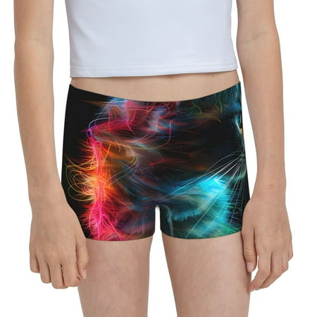 Pofeuu Neon Spectrum Cat Portrait Print Soft Cotton Girls Boyshort panties Toddler Underwear-X-Large