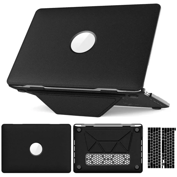 Case for MacBook Pro 13 inch Case M2 2025 2024 2023 2022-2016 A2338 M1 A2251 A2289 A2159 A1989 A1708 PU Leather Hard Shell Case with Foldable Kickstand & Keyboard Covers & Logo Cutout
