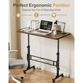 thumbnail image 2 of Small Standing Desk Adjustable Height, Mobile Stand Up Desk with Wheels, 32 Inch Portable Rolling Desks for Walking Pad Treadmill Wood Rustic, 2 of 6
