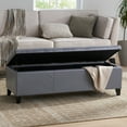 thumbnail image 3 of GDF Studio Rupert Upholstered Storage Ottoman Bench, Gray Faux Leather and Dark Brown, 3 of 11