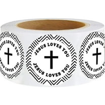 Christian Sticker Jesus Loves You Stickers1.5inch Religious Stickers Cross Design Label Faith Stickers 500Pcs