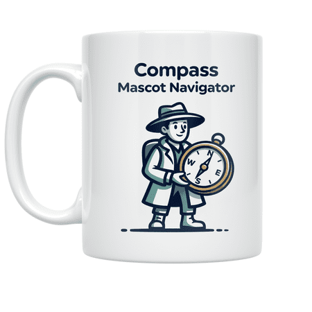 Compass Mascot Navigator Design - Adventure Enthusiast - 11 oz Ceramic Coffee Mug