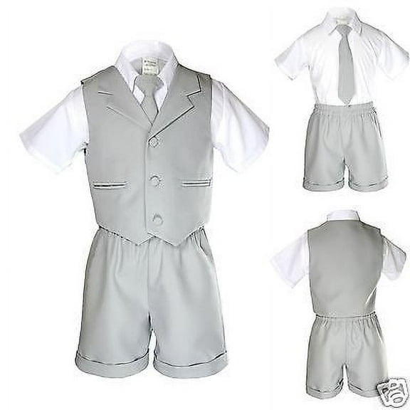 Altotux Boy Infant & Toddler Formal Eton Lt. Gray Vest Shorts Suit S M L XL 2T 3T 4T