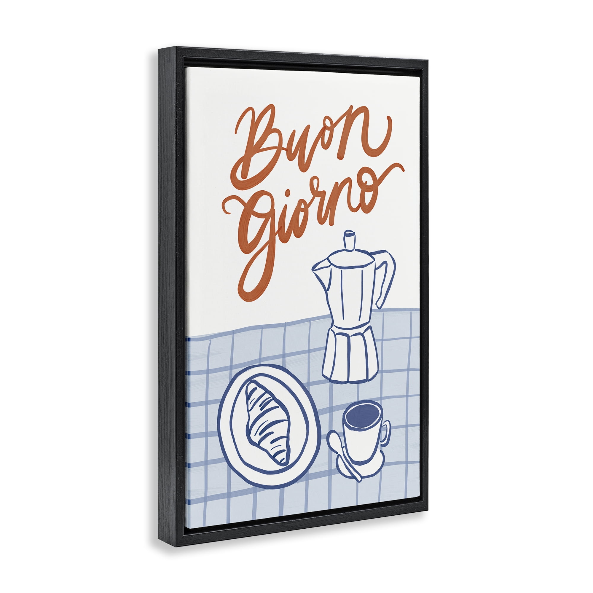 Stupell Industries Buon Giorno Breakfast Espresso Black Framed Floater Canvas Wall Art, design by Amanda Houston