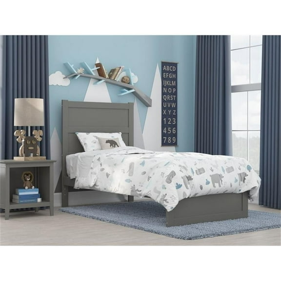 AFI NoHo Transitional Wood Twin Bed with Footboard with USB Charger in Gray