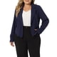 thumbnail image 1 of Blazer de talgrande pamujer con cuello en V y panel de muescon botón Business Cropped Blazers Azul marino XL, 1 of 6