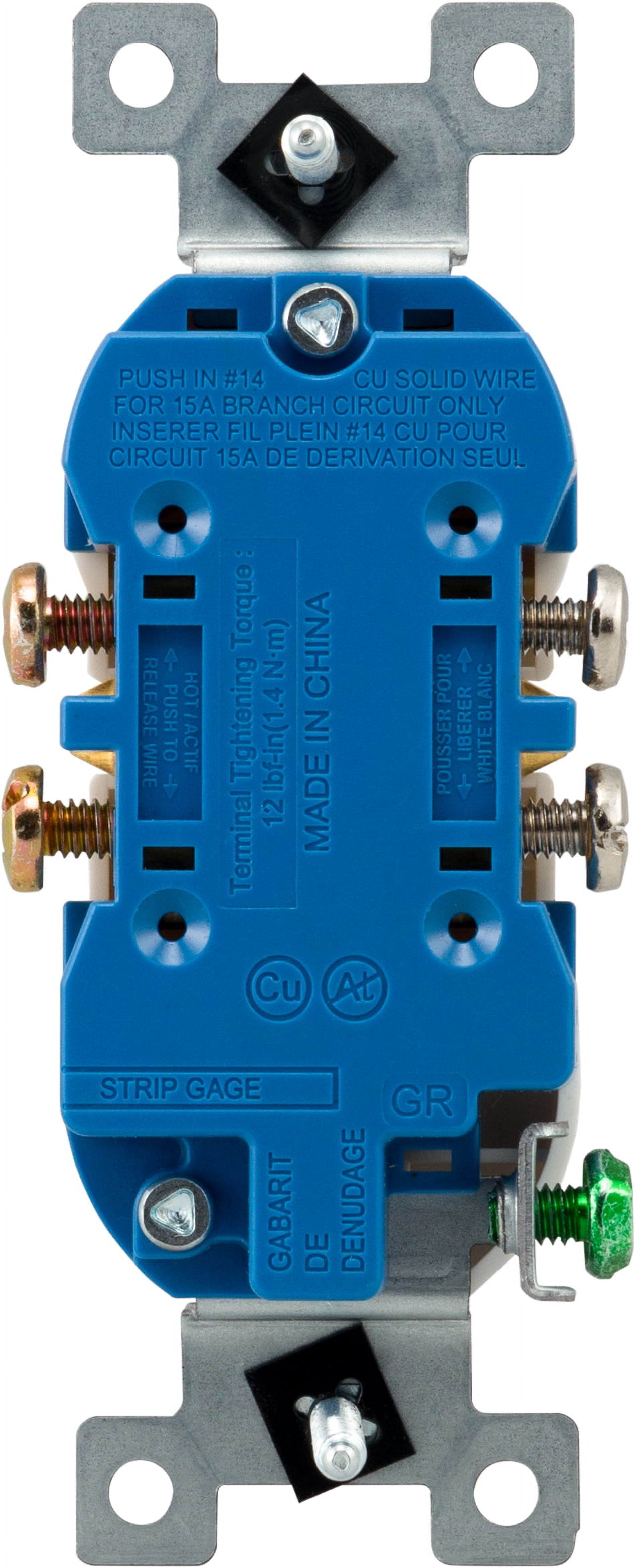 (10 pack) HyperTough Grounding Duplex Electrical Outlet, Light Almond, 15A – 53139