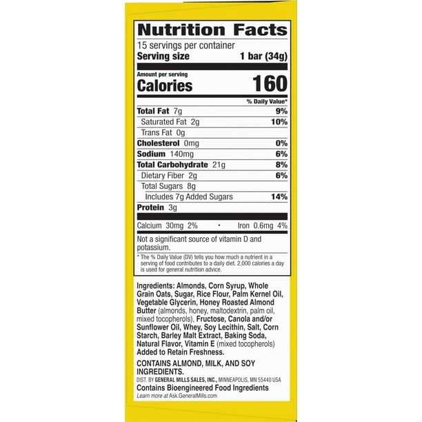 Nature Valley Granola Bars, Sweet and Salty Nut, Almond, 15 Bars, 18 OZ - Pack of 2