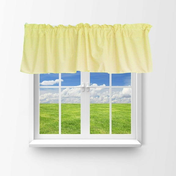 Cotton 1/8th Inch Small Gingham Checkered Window Valance 58" Wide Yellow