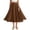Brown, variant on Linen Skirts for Women A Line Elastic Waisted Pleated Midi Skirts Casual Solid Color Comfy Breathable Trendy Skirts