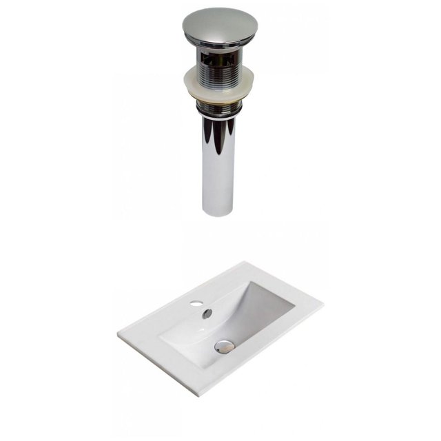 American Imaginations 19.9-in. W 1 Hole Ceramic Top Set In White Color - Overflow Drain Incl. AI-30394