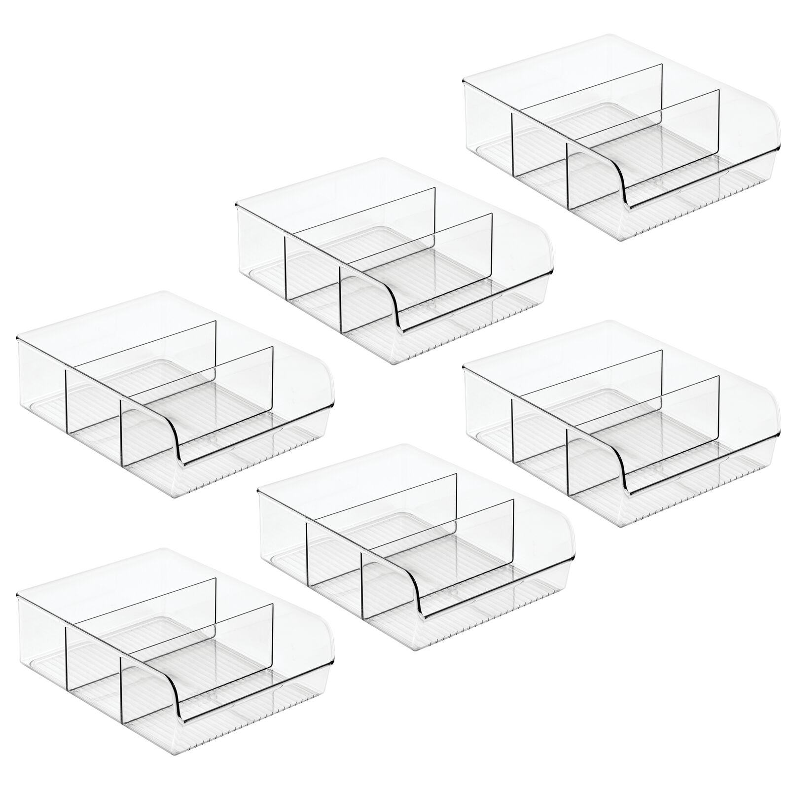 mDesign Plastic Food Storage Bin with Divided 3 Compartments and Sloped