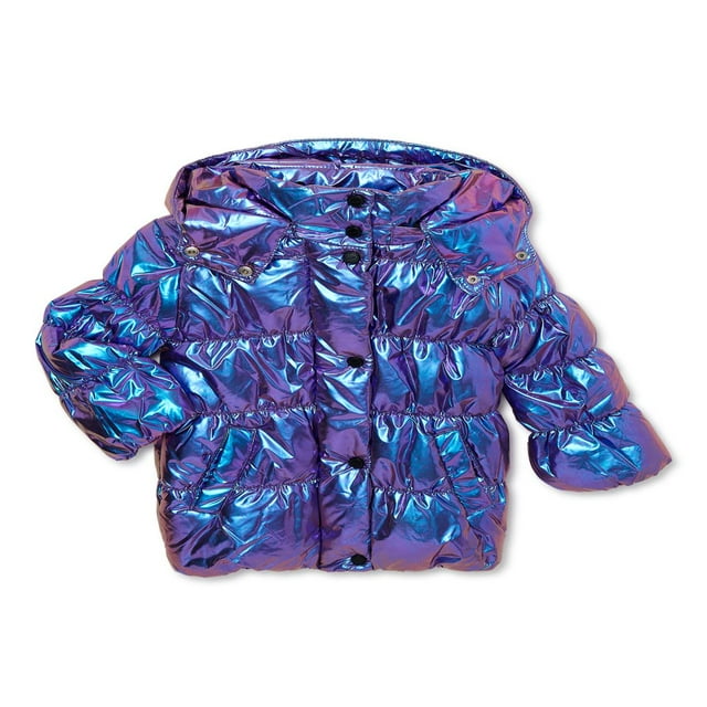 Urban Republic Manteau Matelassé Iridescent à Capuchon pour Tout-Petites Filles Tailles 12M-5T