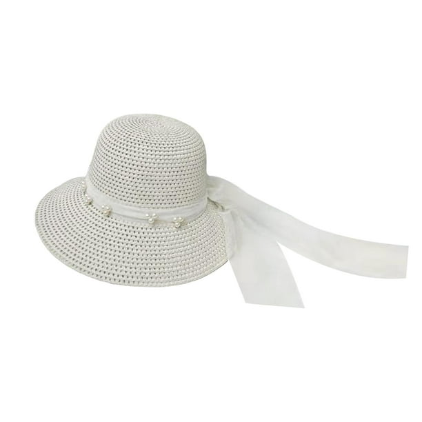 Sombreros de paja para mujer Sombrero de cubo Sombreros de visera de Sombreros de playa de verano para festival Beige Yuyangstore Sombreros de paja