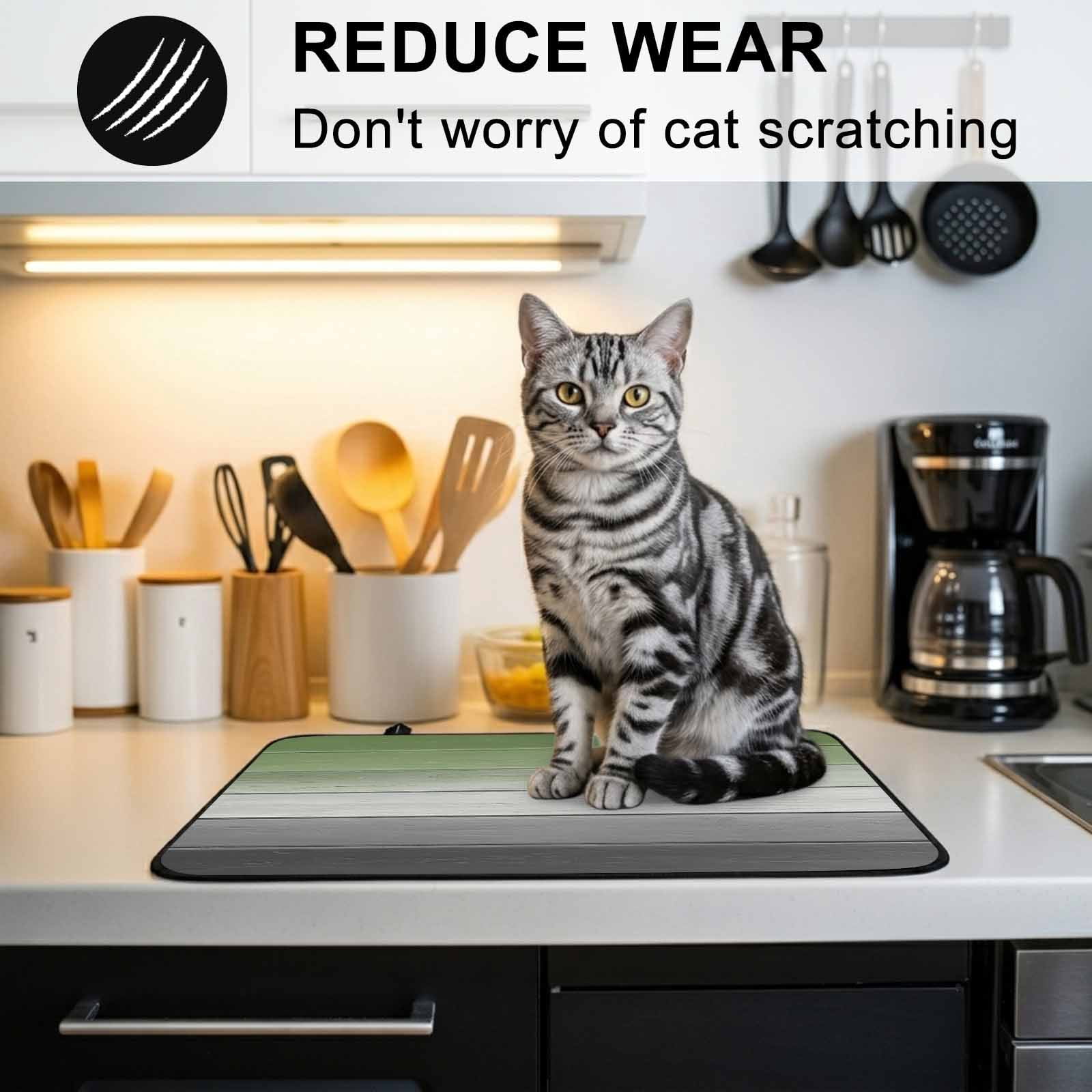 Sage Green Gray Stove Top Cover for Electric Stove, Heat-proof & Non Slip Glass Top Stove Cover Protector, Vintage Country Ombre Chic Wooden Grain Kitchen Flat Cooktop Rubber Mat 28.5x20.5 Inches
