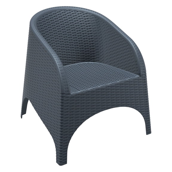 Luxury Commercial Living 31.5" Gray Patio Wickerlook Stackable Dining Chair