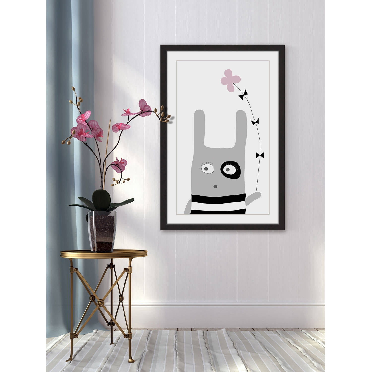 Marmont Hill "Bunny Flower Pink" by Katarina Snygg Framed Painting Print