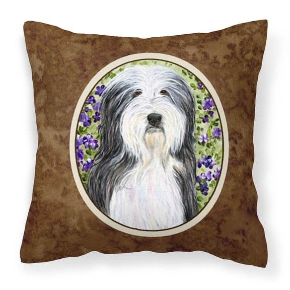 Carolines Treasures SS8022PW1414 Bearded Collie Fabric Decorative Pillow, 14Hx14W, multicolor