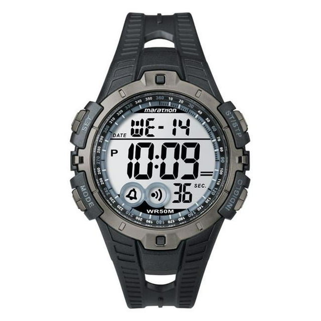 Timex Marathon Sports Watch Men Round Digital Resin Water Resistant - Black