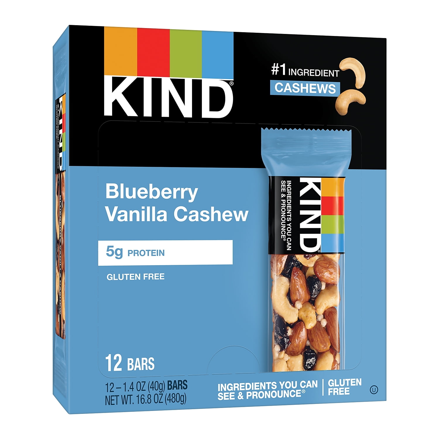Kind Bar - Blueberry Vanilla and Cashew - 1.4 Oz Bars - Case of 12