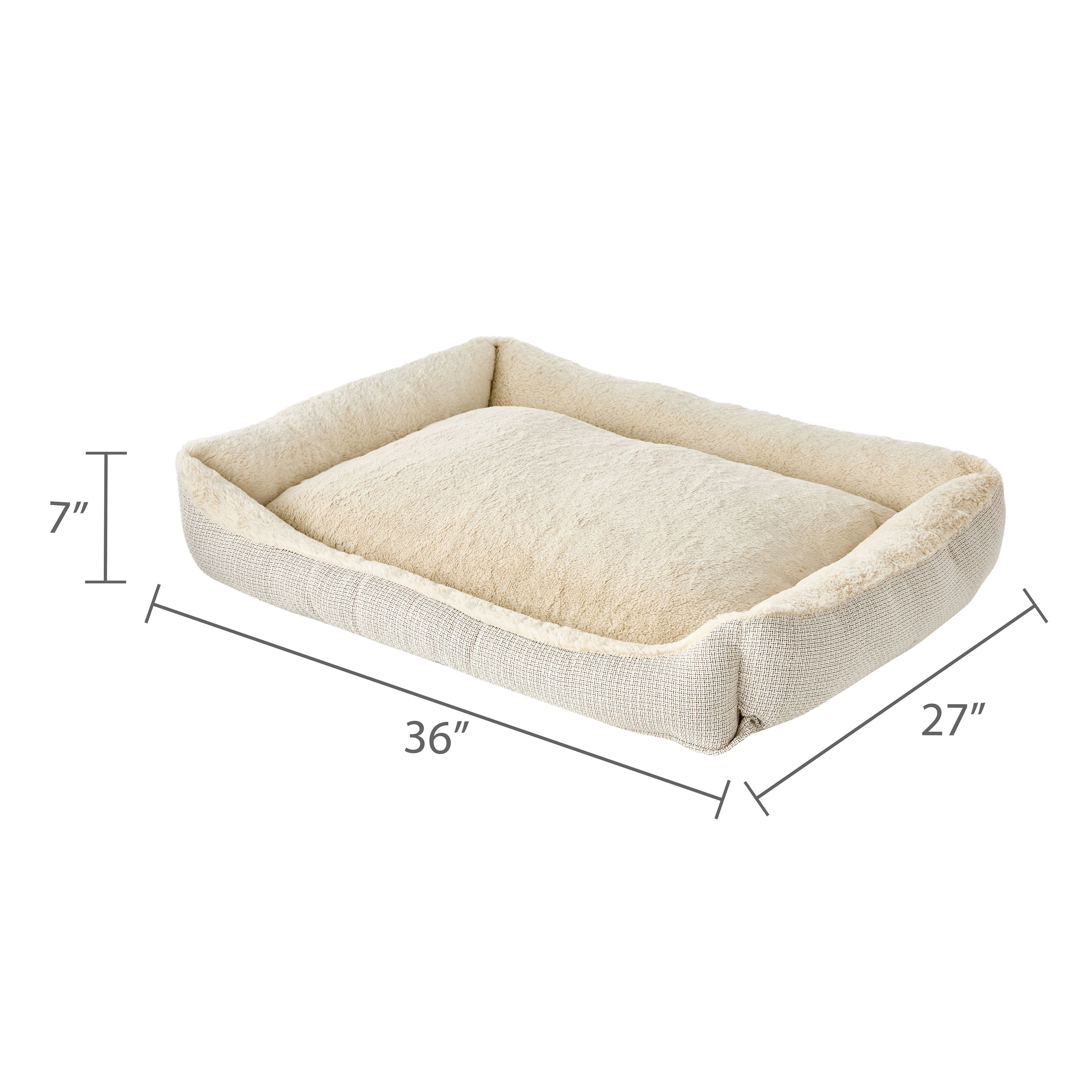 Vibrant Life Large Luxe Cuddler Dog Bed, Cream, 27" x 36"