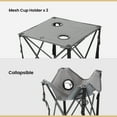 thumbnail image 3 of ARROWHEAD OUTDOOR 26” (66cm) Heavy-Duty Portable Camping Folding Table, 2 Cup Holders, Compact, Square, Carrying Case Included, Steel Frame, High-Grade 600D Canvas, USA-Based Support (Grey), 3 of 7