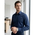 thumbnail image 4 of Mens Dress Shirt Long Sleeve Turndown Collar Tops Formal Business Shirt Dress Top Button Down Shirts Navy L, 4 of 6