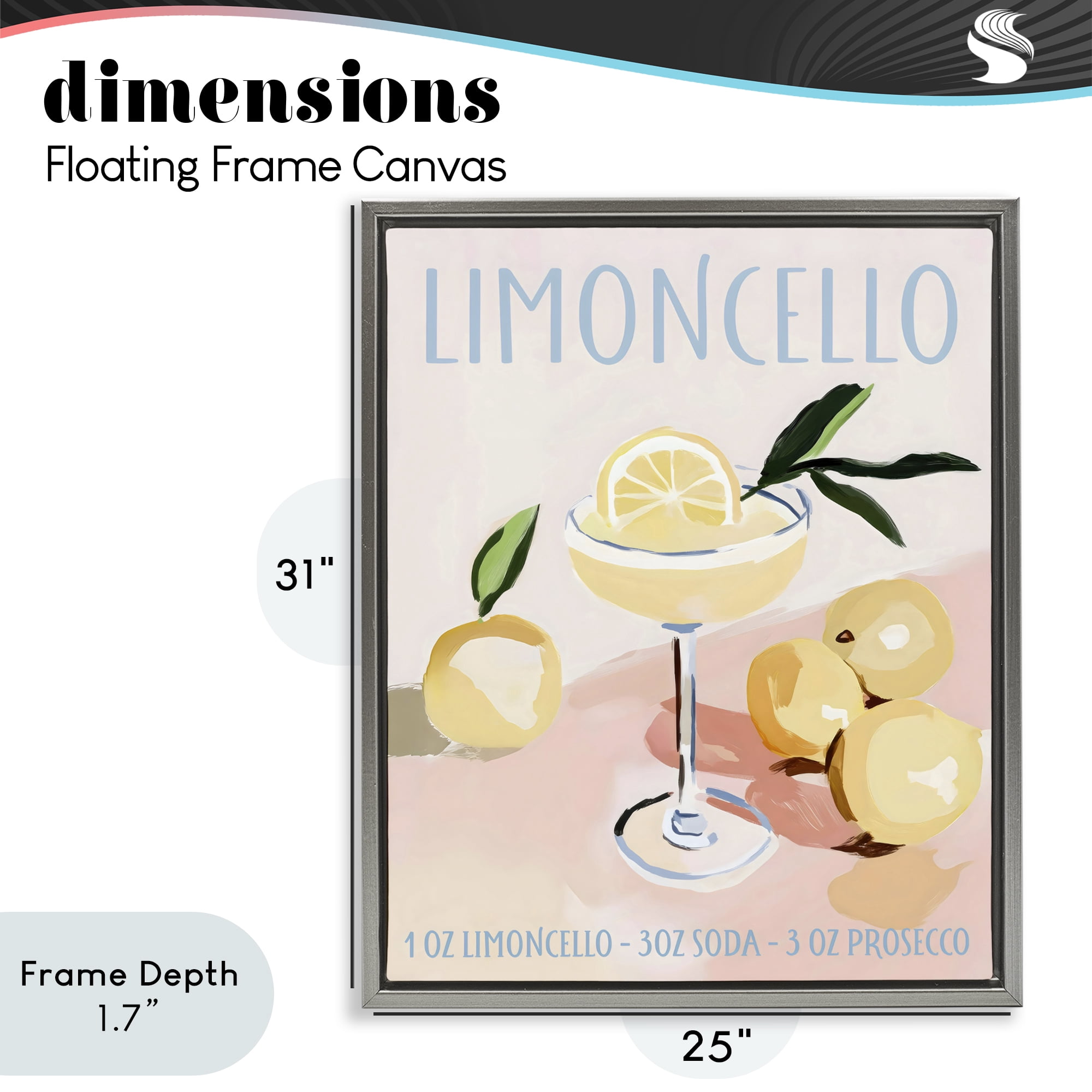 Stupell Industries Limoncello Summer Cocktail Gray Framed Floater Canvas Wall Art, design by Sisi and Seb