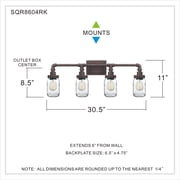 Squire 4-Light Rustic Black Vanity Light