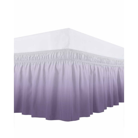 Purple Gradient Bed Skirt Queen Size 16" Drop Ruffled Wrap Around Bed Skirts Adjustable Elastic Bedskirt Dust Ruffle for Queen Size Bed