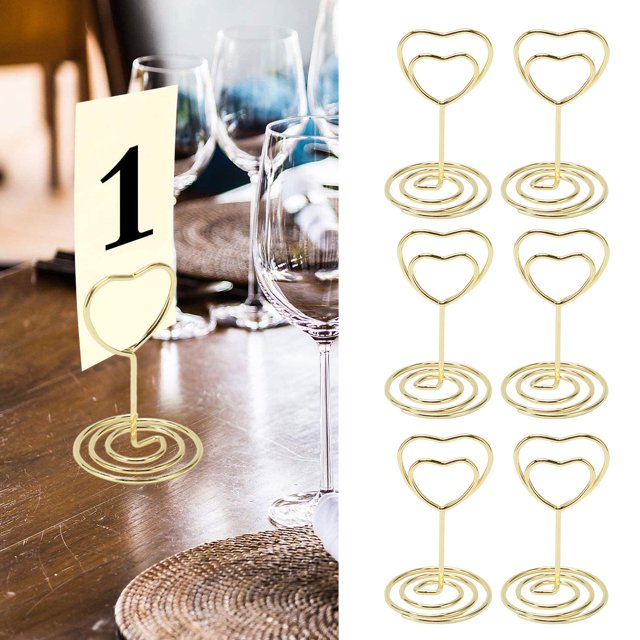 Table Number Stands, Gold Color 25 Pieces Place Card Holder Sturdy Metal For Birthday
