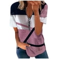 thumbnail image 1 of Birdeem Mode Femmes Été Col en V Manches Courtes Imprimé Fermeture Éclair T-Shirt Blouse Décontractée, 1 of 6