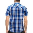 thumbnail image 2 of Men’s Casual Plaid Pockets Short Sleeve Collared Classic Button Down Shirt (Blue, M), 2 of 3