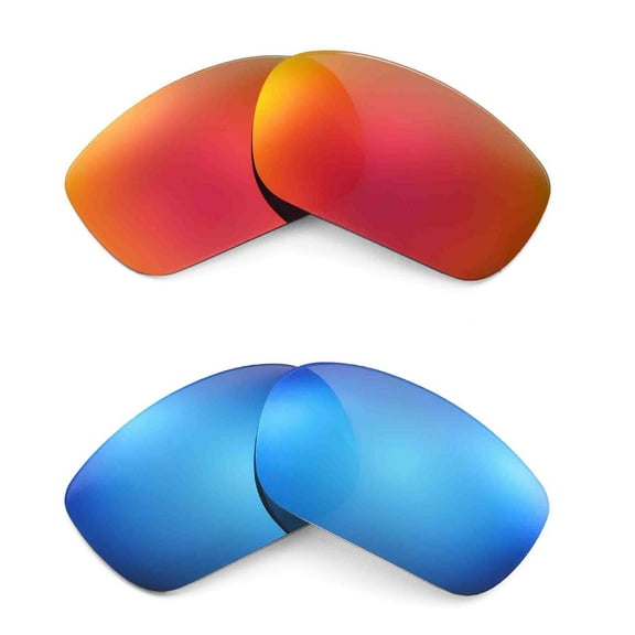 Walleva Polarized Fire Red   Ice Blue Replacement Lenses for Oakley Jawbone Sunglasses